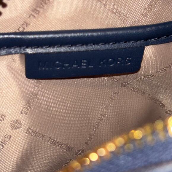 MICHAEL Michael Kors Rose Small Quilted Oval Crossbody Bag Navy Blue - Picture 11 of 13